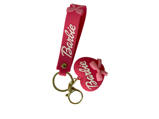 hot pink barbie heart kids keychain
