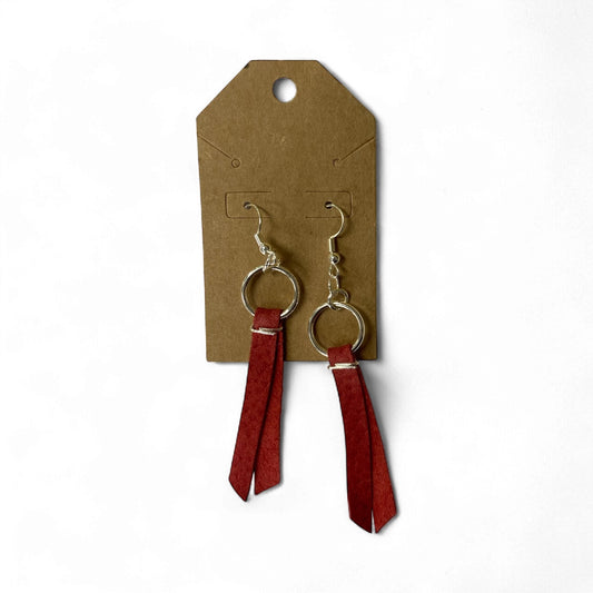 Lori Lou's - handmade red leather dangle earrings