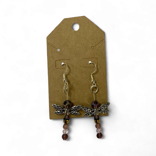 Lori Lou's - handmade dragonfly beaded dangle earrings