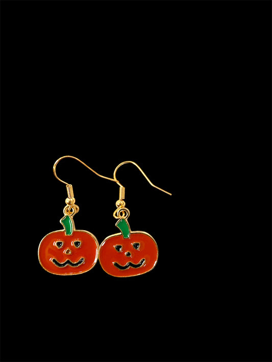 Halloween Jack-o-latern Enamel Earrings