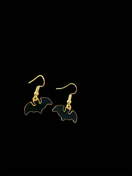 Halloween Bat Enamel Earrings