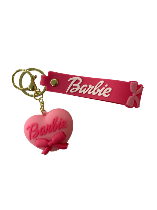 light pink barbie heart kids keychain