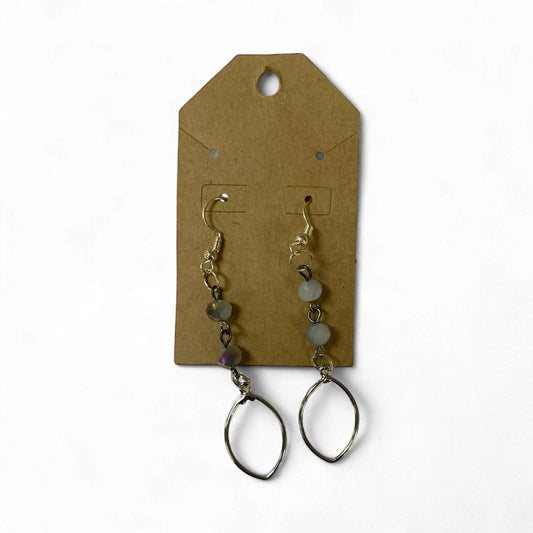 Lori Lou's - handmade opaque silver beaded dangle earrings