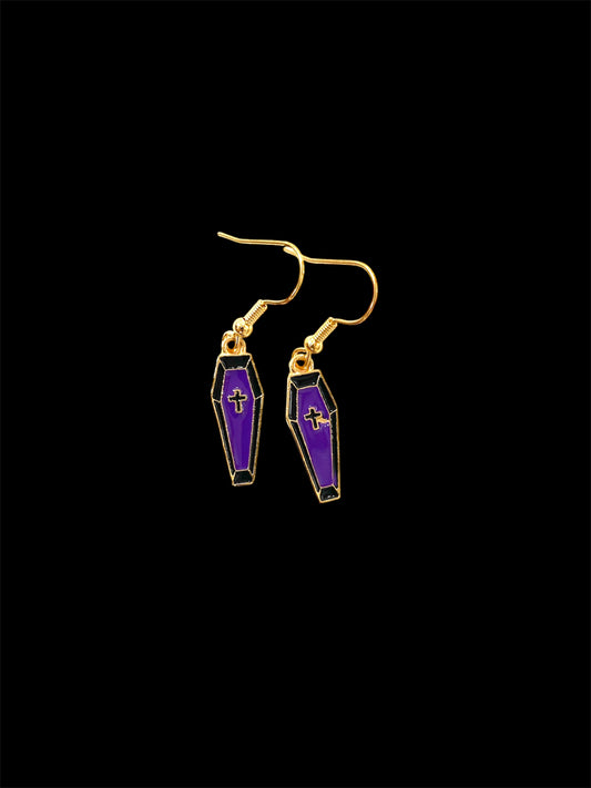 Halloween Coffin Enamel Earrings