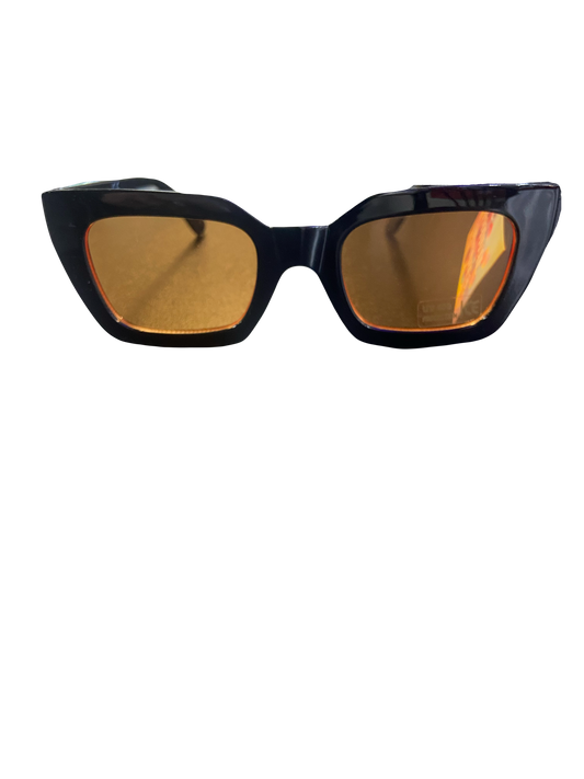 style 014 blocky angular large black/orange sunglasses