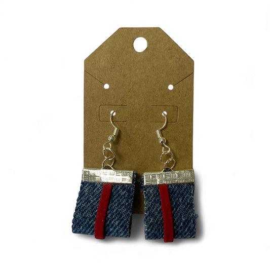 Lori Lou's - handmade denim square dangle earrings