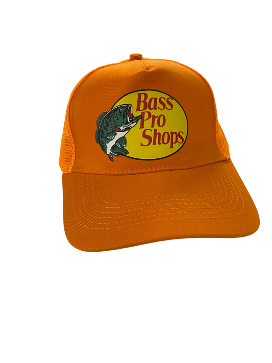 orange Bass Pro Shop mesh hat