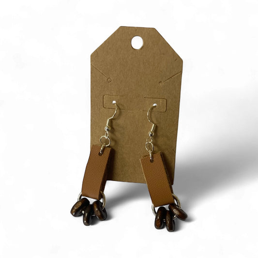 Lori Lou's - handmade tan leather dangle earrings