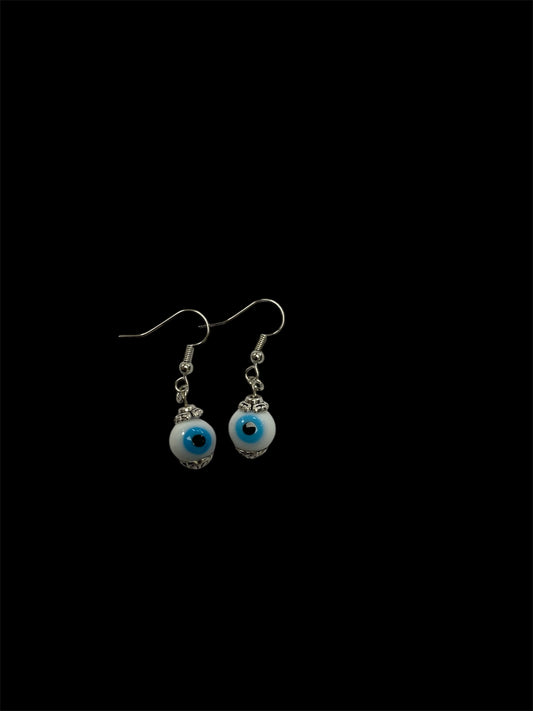 Emerald Wolf - Halloween eye ball hand beaded dangle earrings