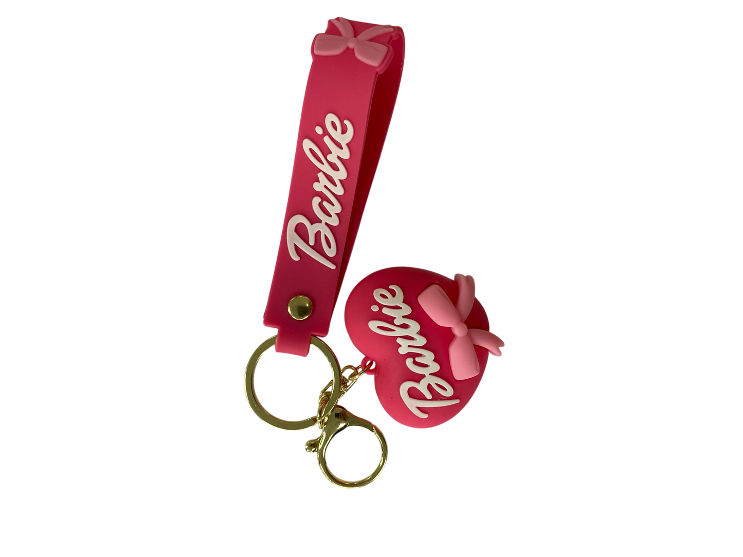 hot pink barbie heart kids keychain