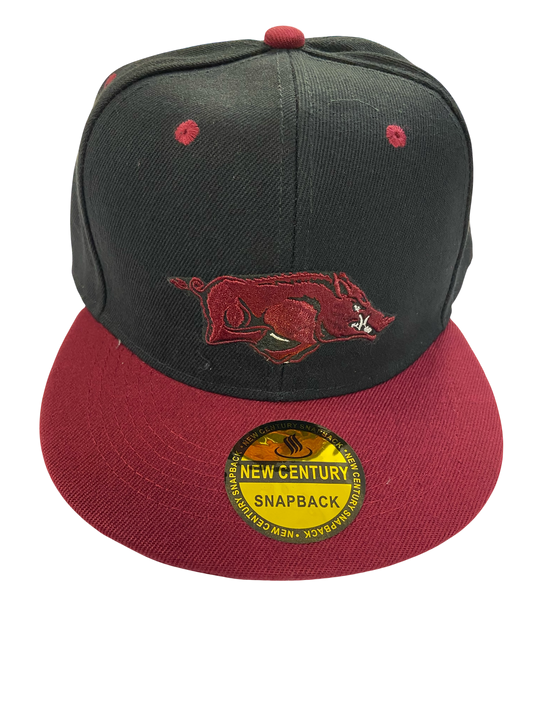 Black & Red Razorbacks Snap Back