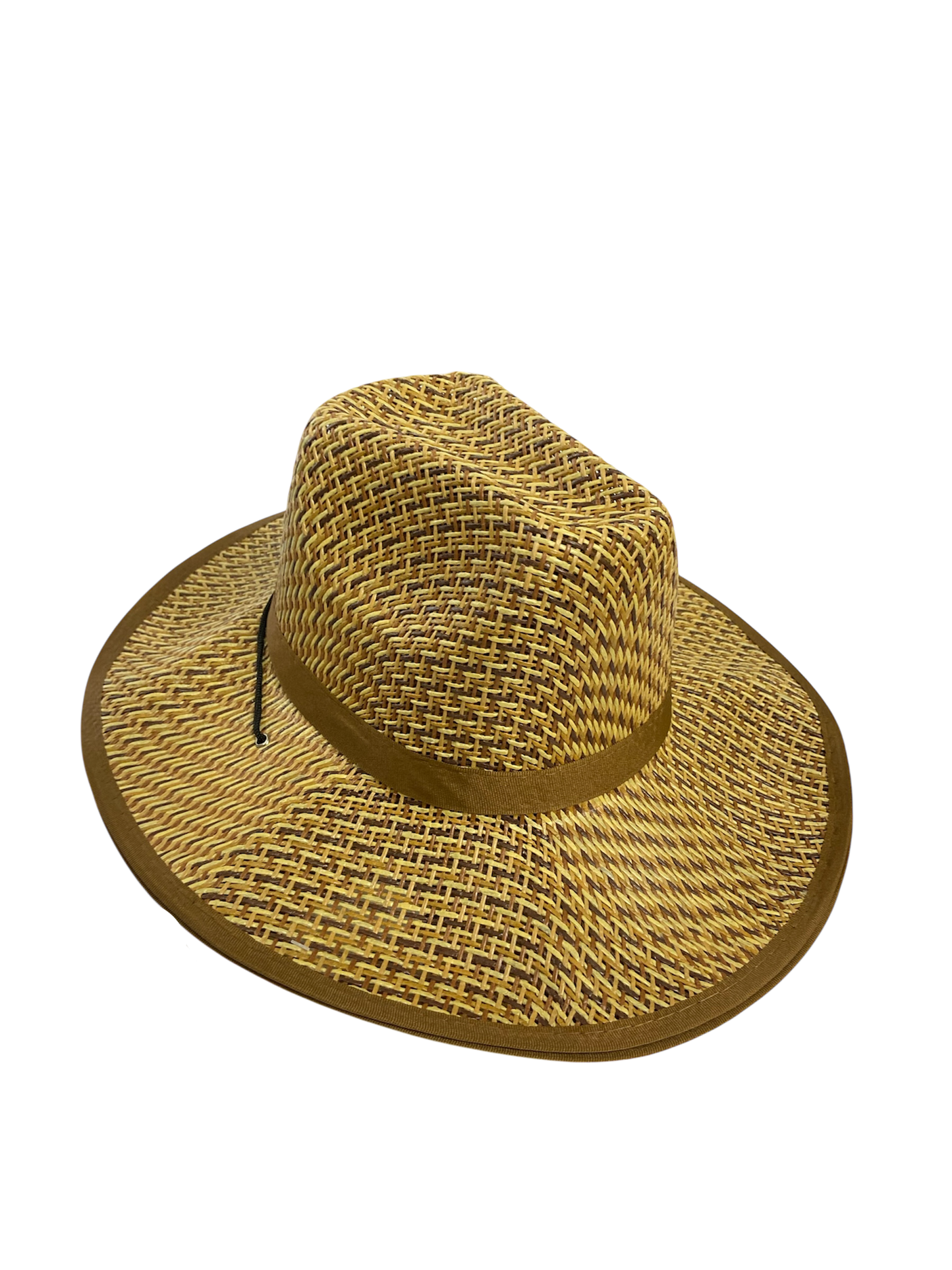 Tan and Brown Straw Brimmed Hat
