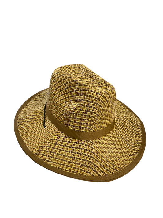 Tan and Brown Straw Brimmed Hat
