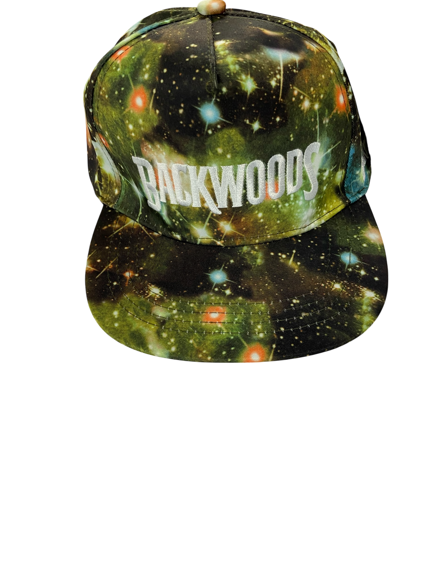 Backwoods green galaxy snap back