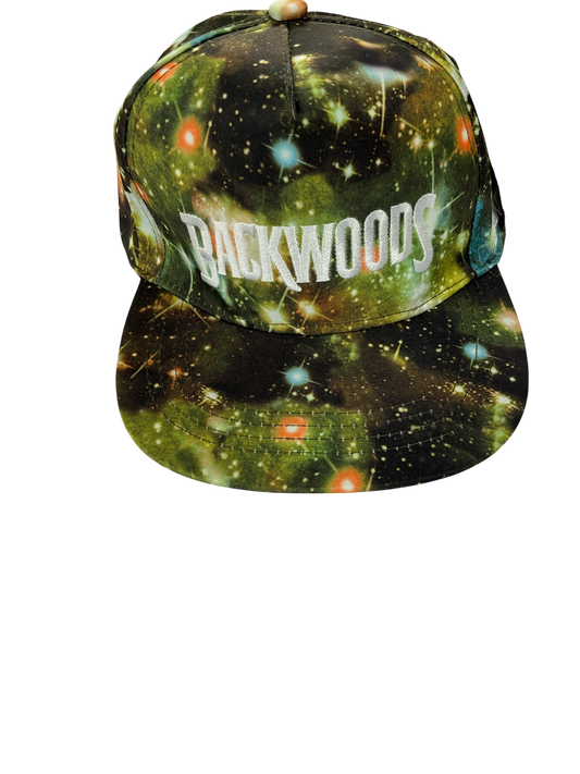 Backwoods green galaxy snap back