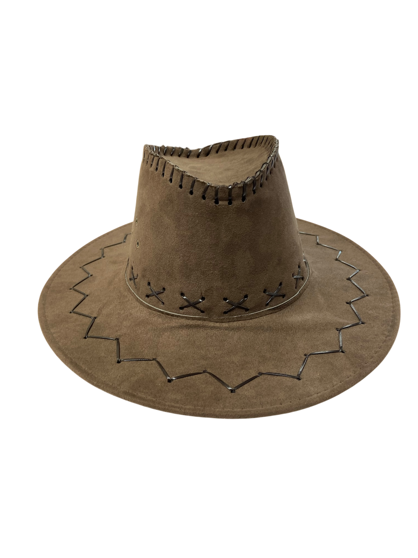 Brown Faux Suede Brimmed Hat