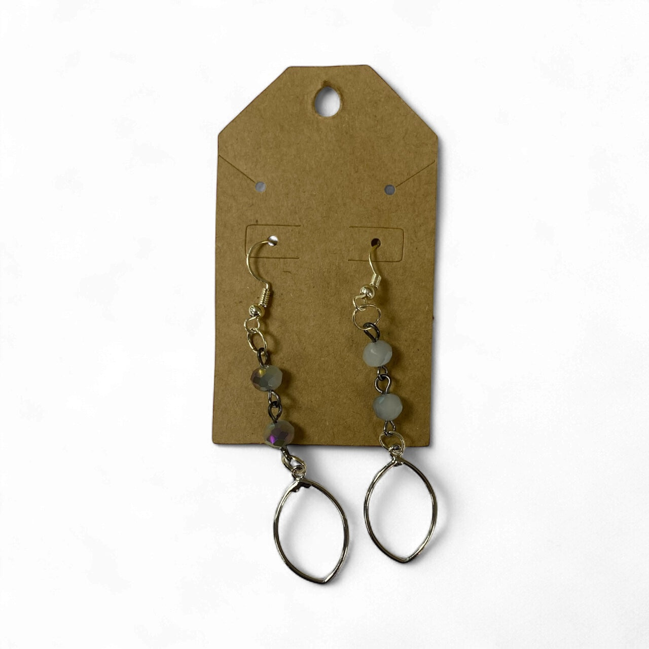 Lori Lou's - handmade opaque silver beaded dangle earrings