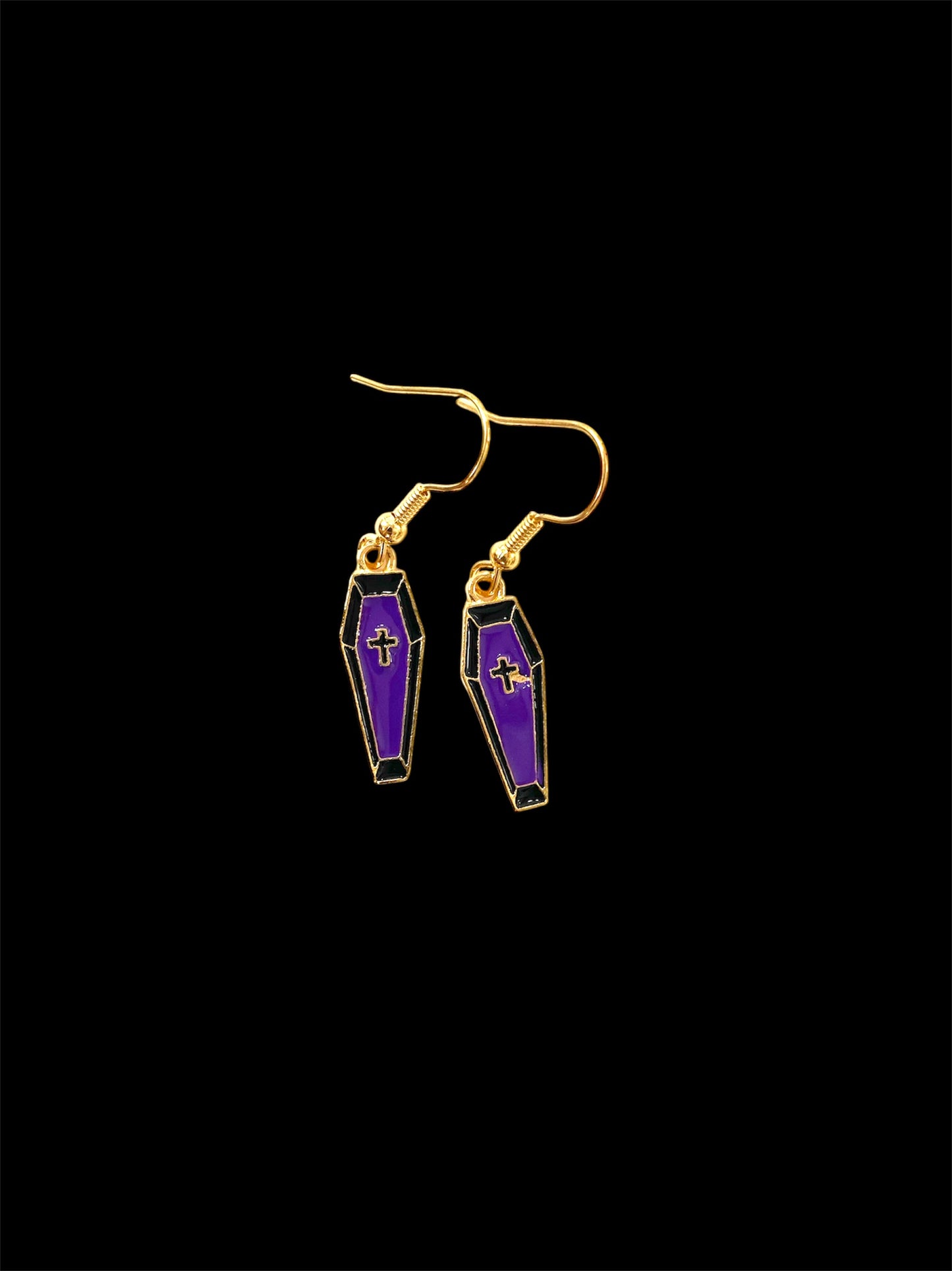 Halloween Coffin Enamel Earrings