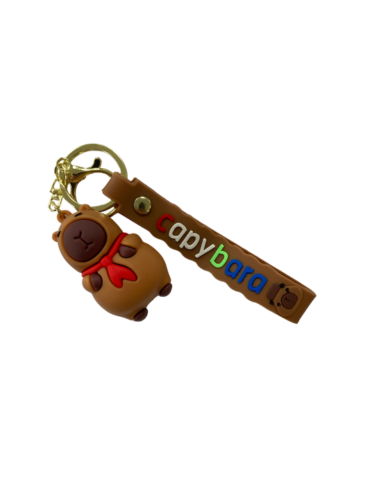 red scarf capybara character keychain