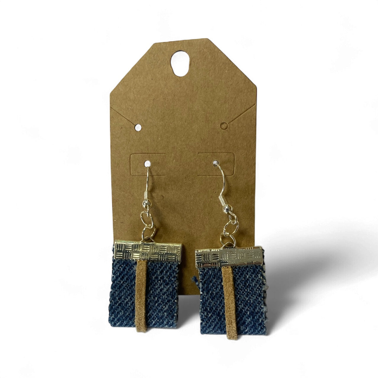 Lori Lou's - handmade denim square dangle earrings