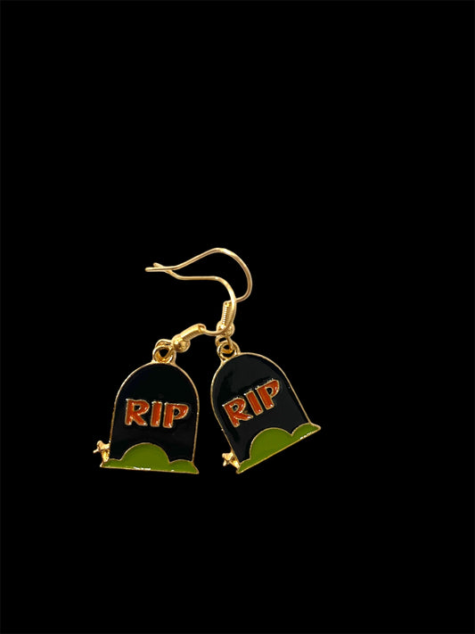 Halloween Gravestone Enamel Earrings