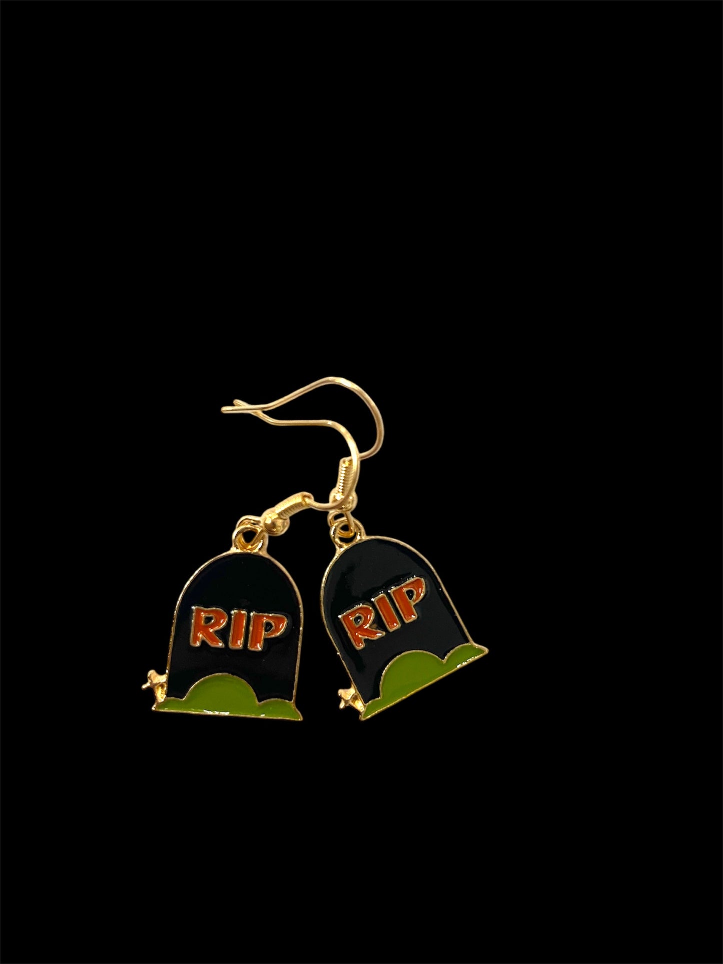 Halloween Gravestone Enamel Earrings
