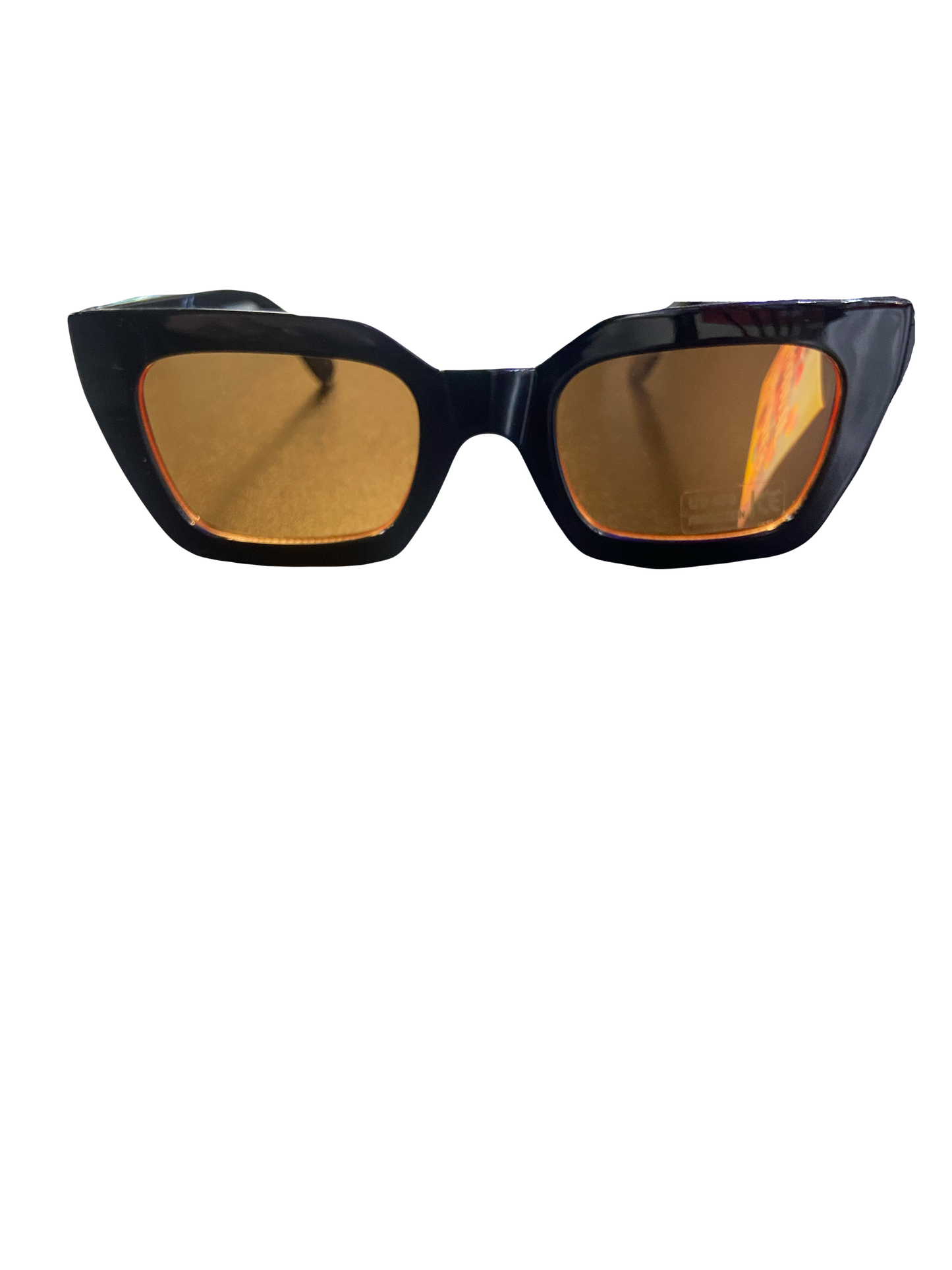 style 014 blocky angular large black/orange sunglasses