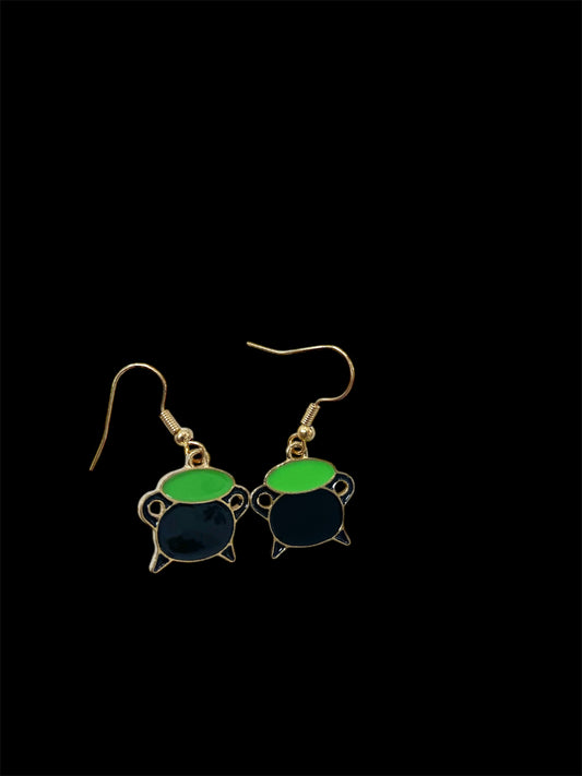 Halloween Cauldron Enamel Earrings