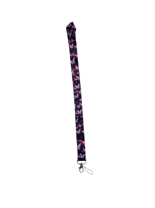 purple/blue butterfly lanyard