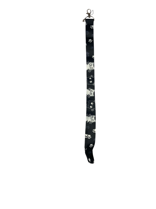 black & white cats lanyard