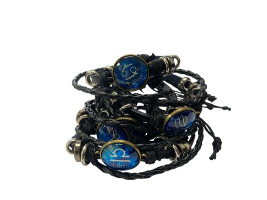 Zodiac faux leather wristband